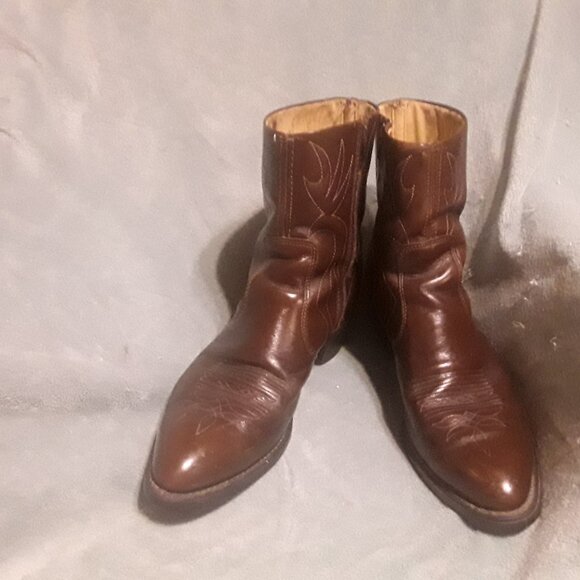 Mens Side Zipper Cowboy Boots Leather Long Haul  12 M - Picture 1 of 1